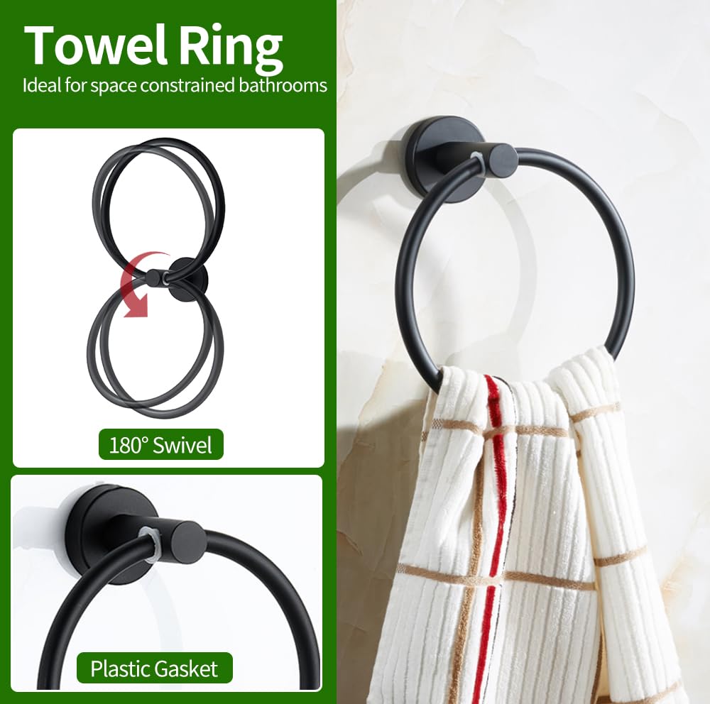 10pcs Bathroom Hardware Set, Including 16" Hand Towel Bars, Toilet Paper