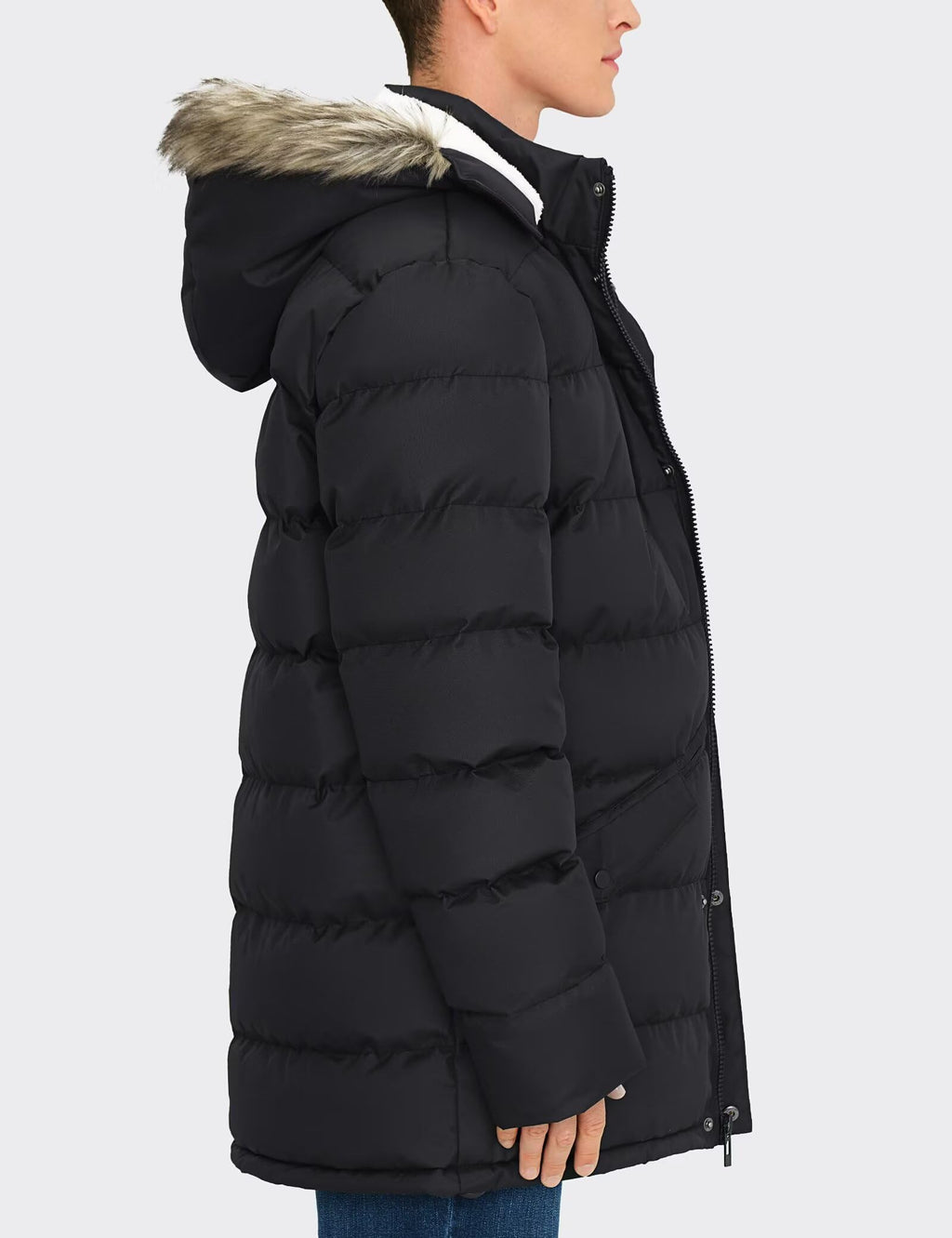 Mens Long Winter Coat Water Resistant Puffy Hooded Insulated Jacket