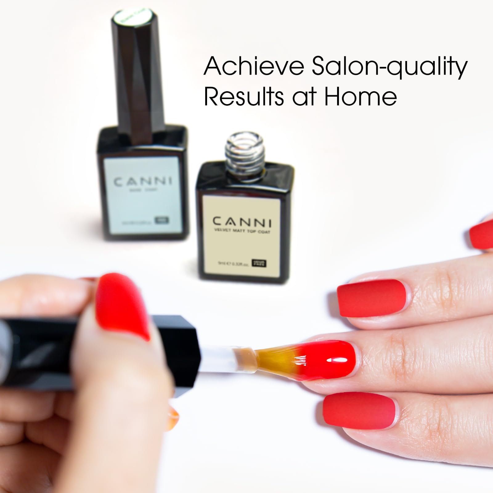 CANNI 2Pcs Matte Gel Top Coat and Base Coat Set- No Wipe Long Lasting Matte Top