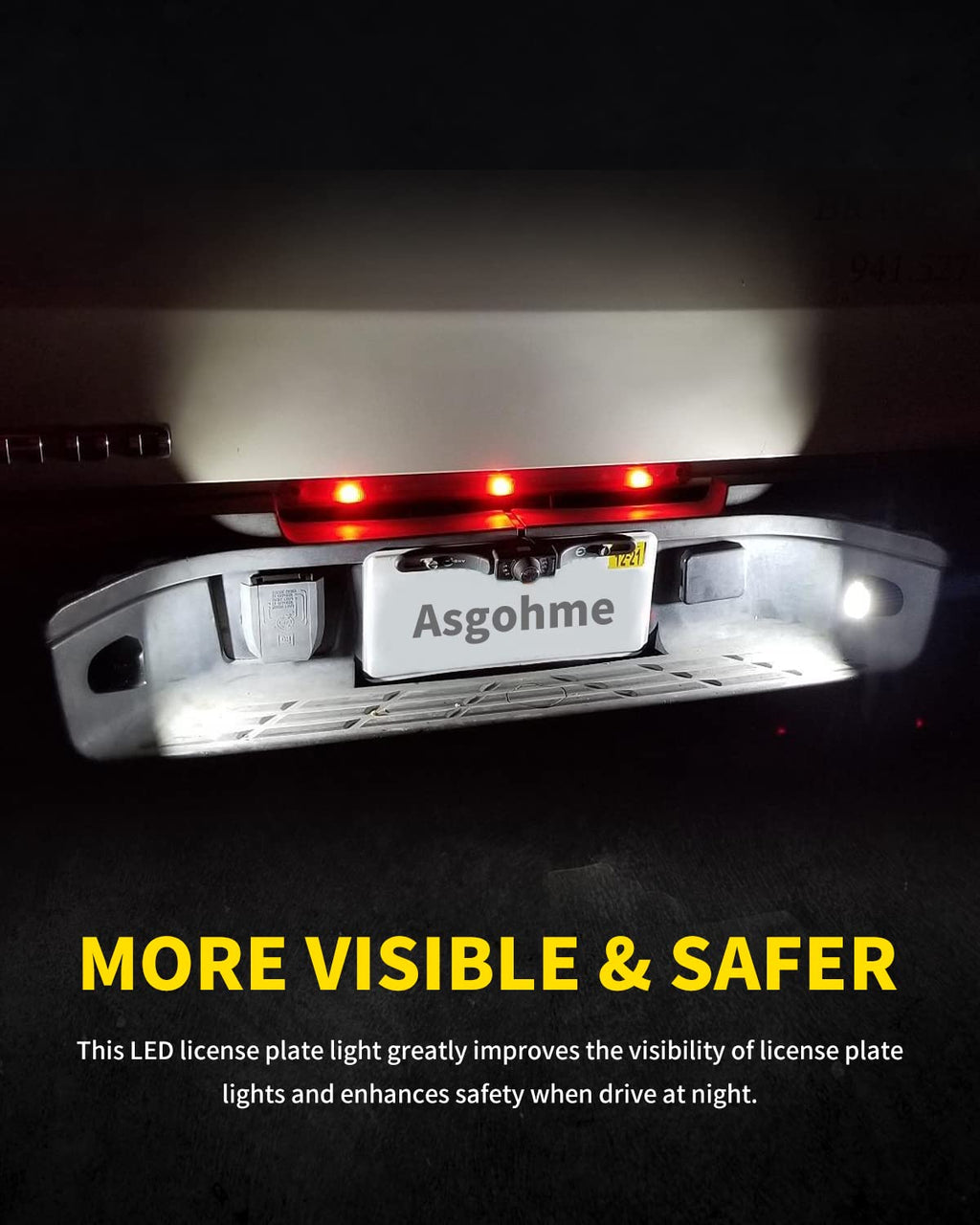 Asgohme LED License Plate Lights Rear Bumper Tag Lamp Assembly Replacement