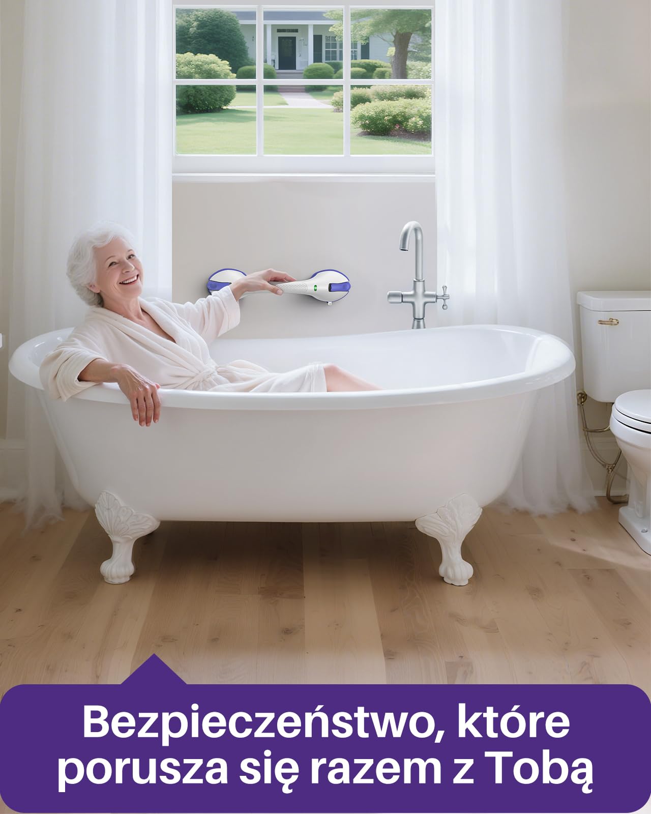 KEKOY 17.5 Inch Suction Grab Bars for Bathtubs & Showers with Indicator 2 Pack-