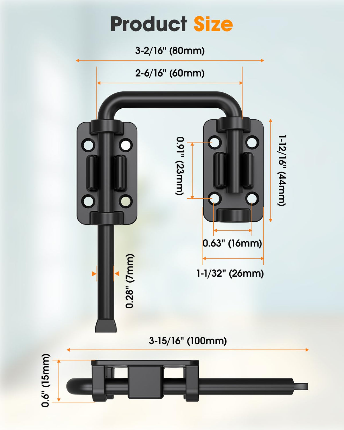 4 psc MeBantoo 2.36 Inch U Patio Sliding Door Loop Lock Latch - Stainless Steel