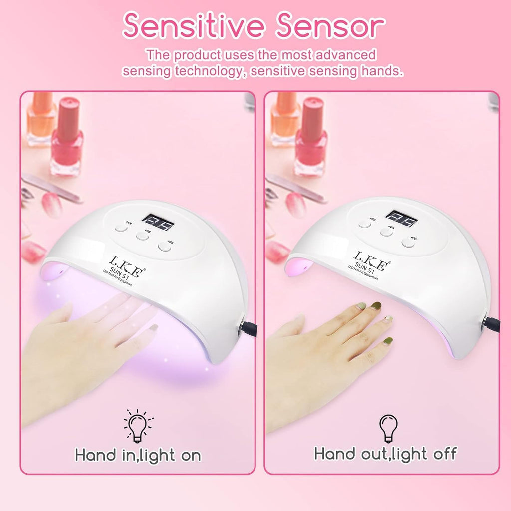Wisdompark 72W UV LED Nail Lamp, UV Light for Gel Nails with 15 Beads Curing
