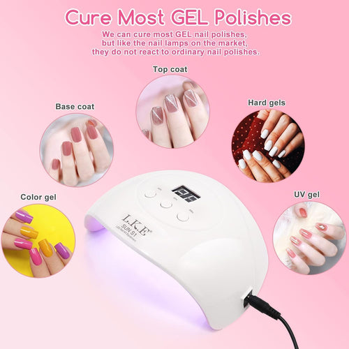 Wisdompark 72W UV LED Nail Lamp, UV Light for Gel Nails with 15 Beads Curing