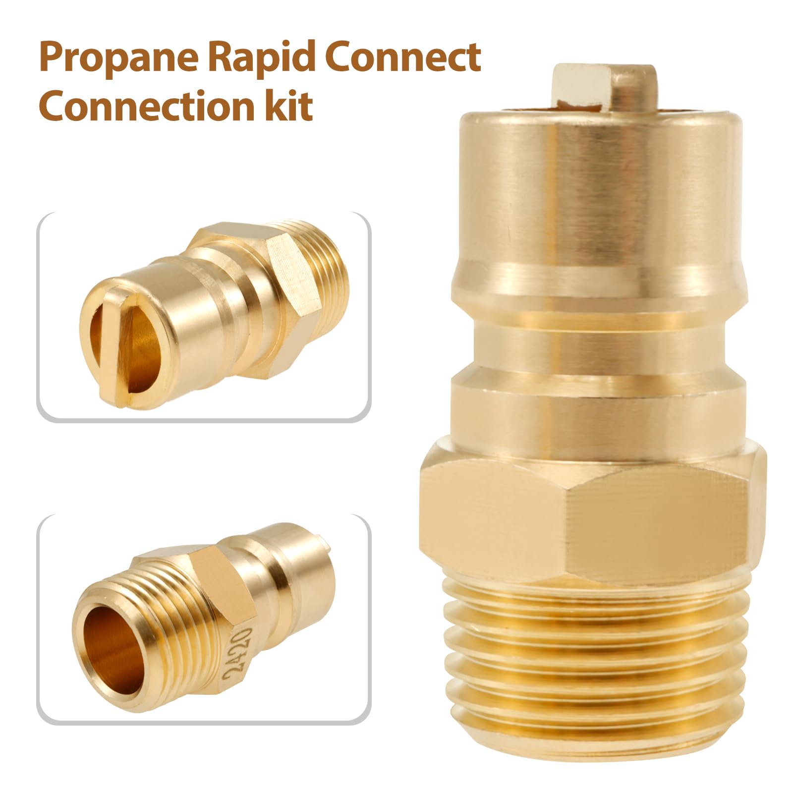 Janoiuc 1/2 Inch Gas Quick Connect Kit, 1/2 Inch Propane Quick Connect Fittings, Natural Gas Quick Connect Fittings