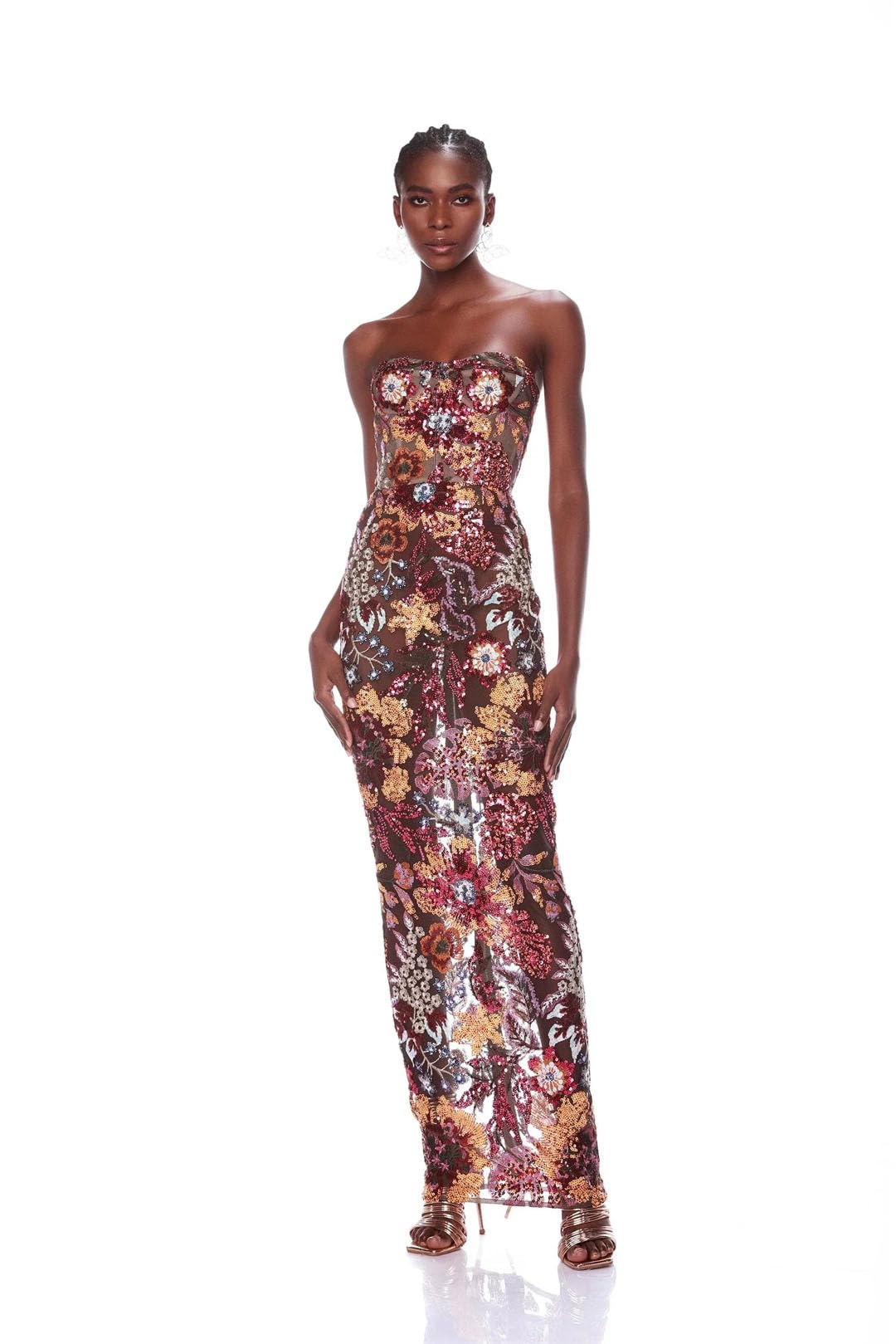 Women's Sexy Off The Shoulder Embroidery Flowers Bodycon Mid-Calf Dress Red L