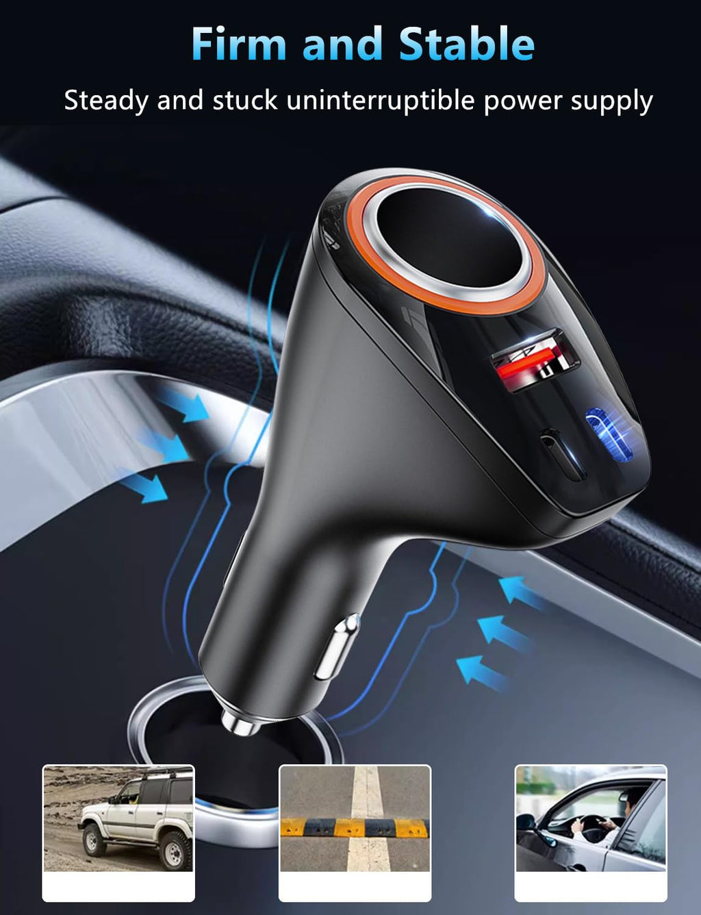 4 in 1 USB C Car Charger, 170W Multi USB Cigarette Lighter Adapter, Socket