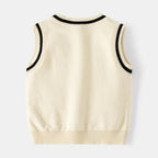 Irsutey Toddler Baby Boy Sweater Vest V Neck Cartoon Bear Argyle Casual