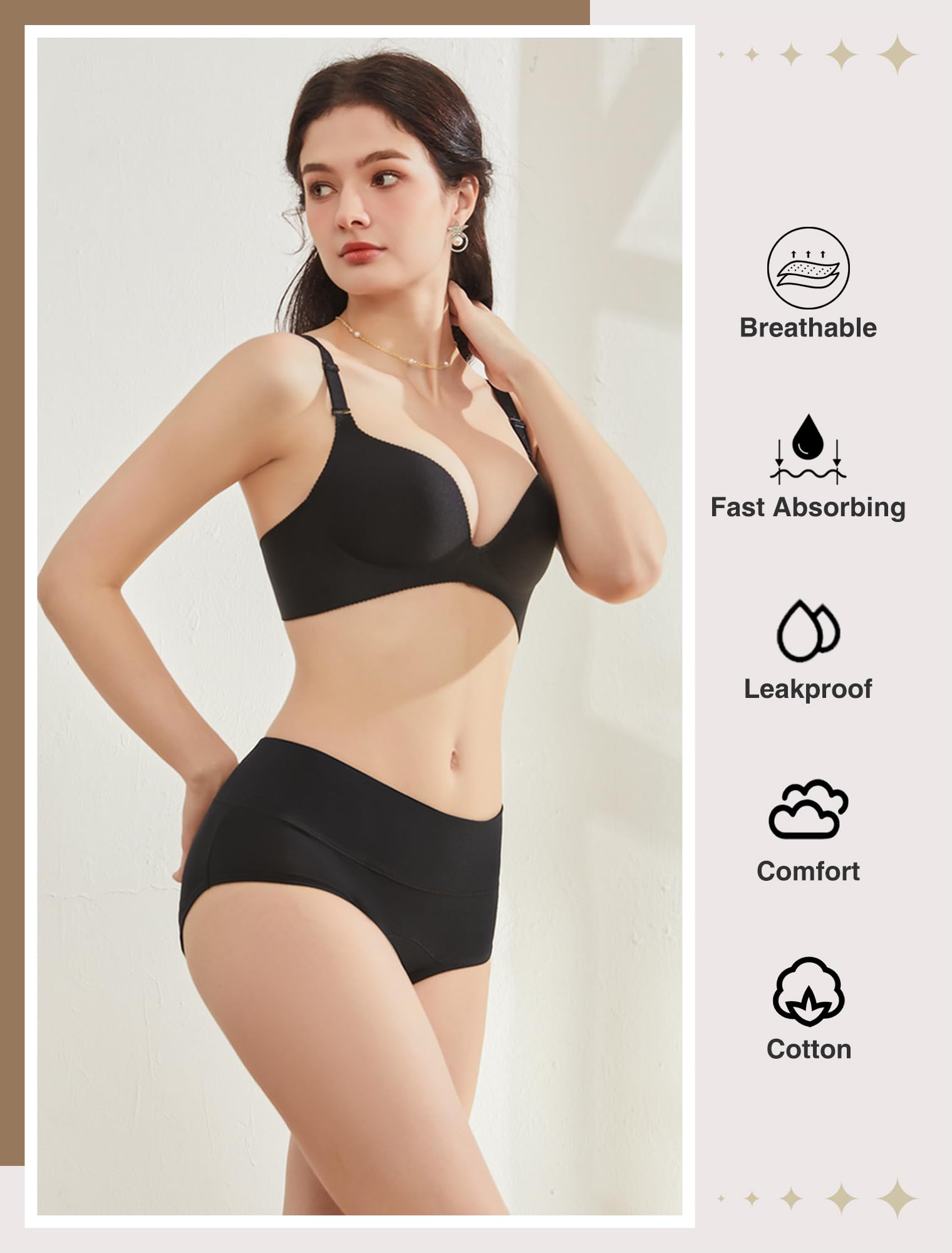 3 Pack Medium Washable Leakproof Period Underwear - Reusable Incontinence