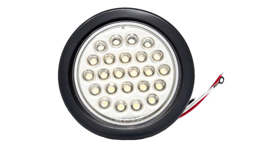 All Star Truck Parts] 4" Inch White 24 LED Round Reverse/Backup/Tail Trailer Light Kit with 3 wire Pigtail Plug & Grommet- Qty 2