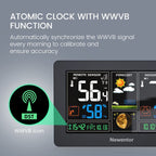 Newentor Wireless Weather Station Thermometer Clock Barometer Black