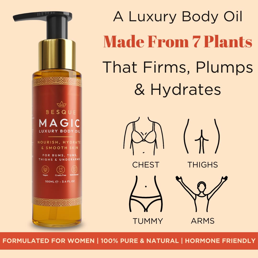 Besque Original Magic Body Oil, 3.4 FL OZ, After Shower Body Oil For Women,