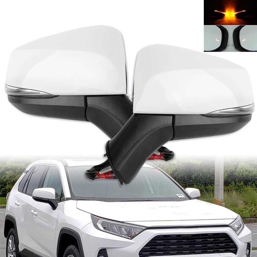 Outside Rearview Mirror for Toyota for RAV4 for RAV 4 2019 2020 2021 2022 Car Turn Signal Light Lamp Mirror Cover Heated Glass Electric Side Rearview Mirror Complete Wing Mirrors Cars(1 Pair)