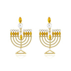 Hanukkah Earrings for Women Pearl Menorah Earrings Stud Jewish Holiday Jewelry