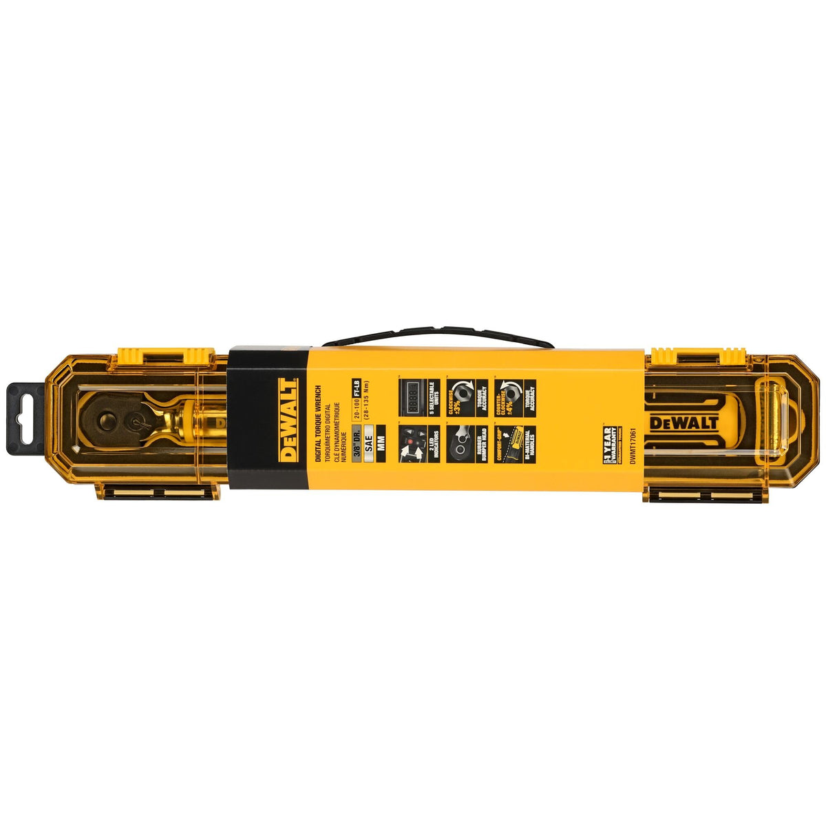 DEWALT Digital Torque Wrench, 3/8 inch Drive, 20-100 FT-LB, with Storage Case