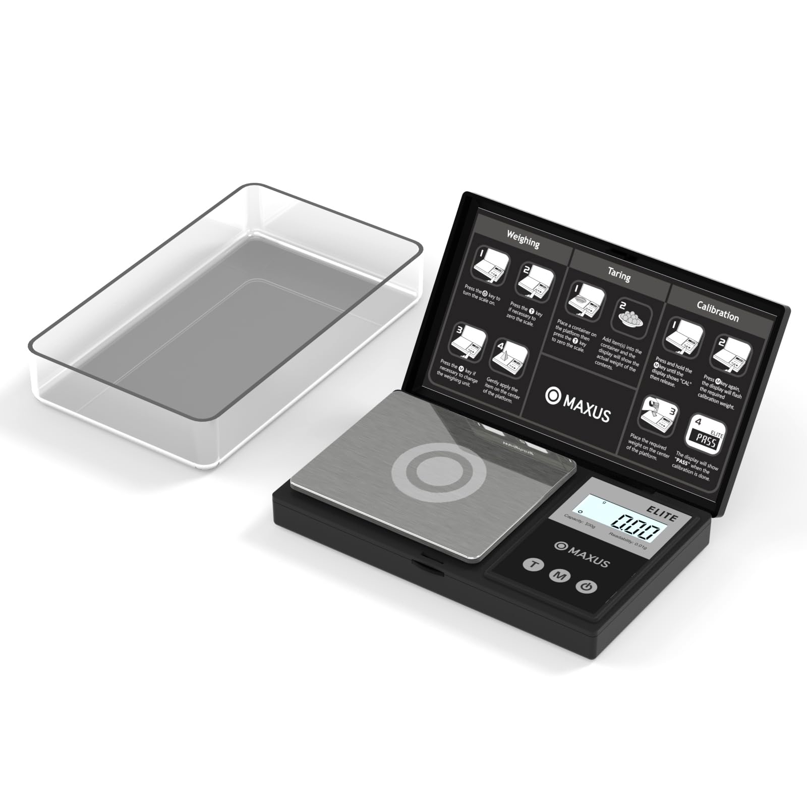MAXUS Digital Pocket Gram Scale 500g x 0.01g High Precision with Tray, Weighs