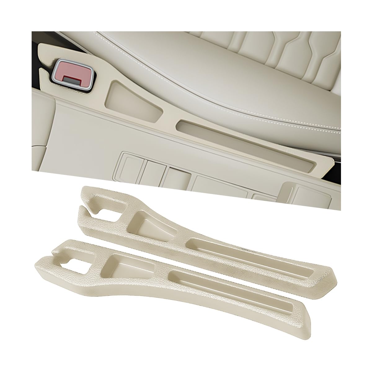 Car Seat Gap Filler 2PCS Crevice Blocker Stopper Console Universal SUV Beige
