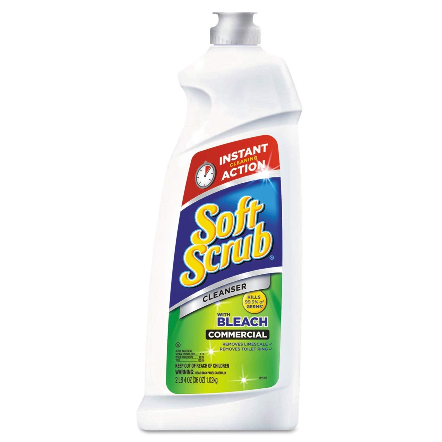 Soft Scrub 15519CT Soft Scrub Cleanser, w/Bleach, Antibacterial, 36oz, 6/CT