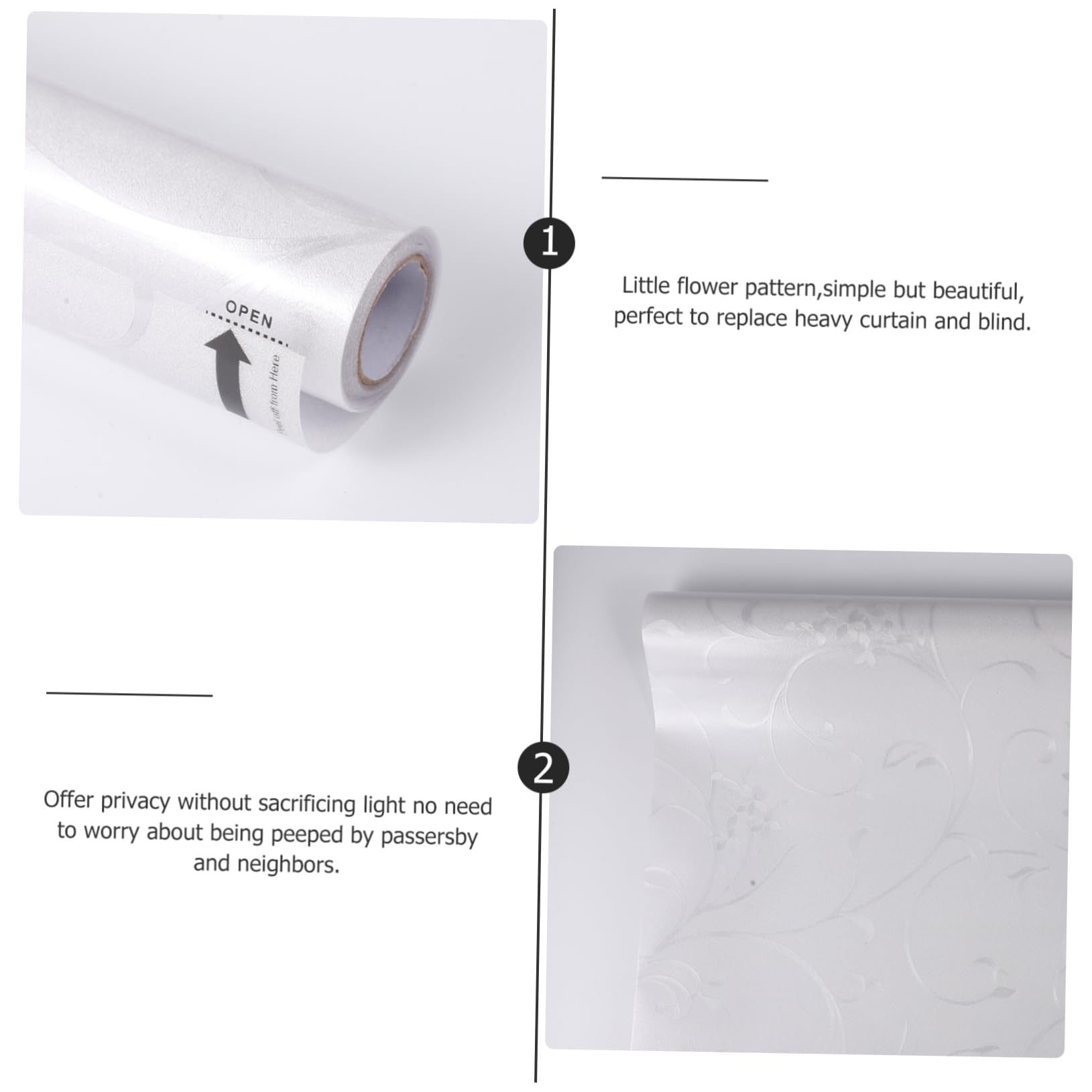 OHPHCALL Window Privacy Film Heat Frosted Sticker Static Cling Glass Door Film