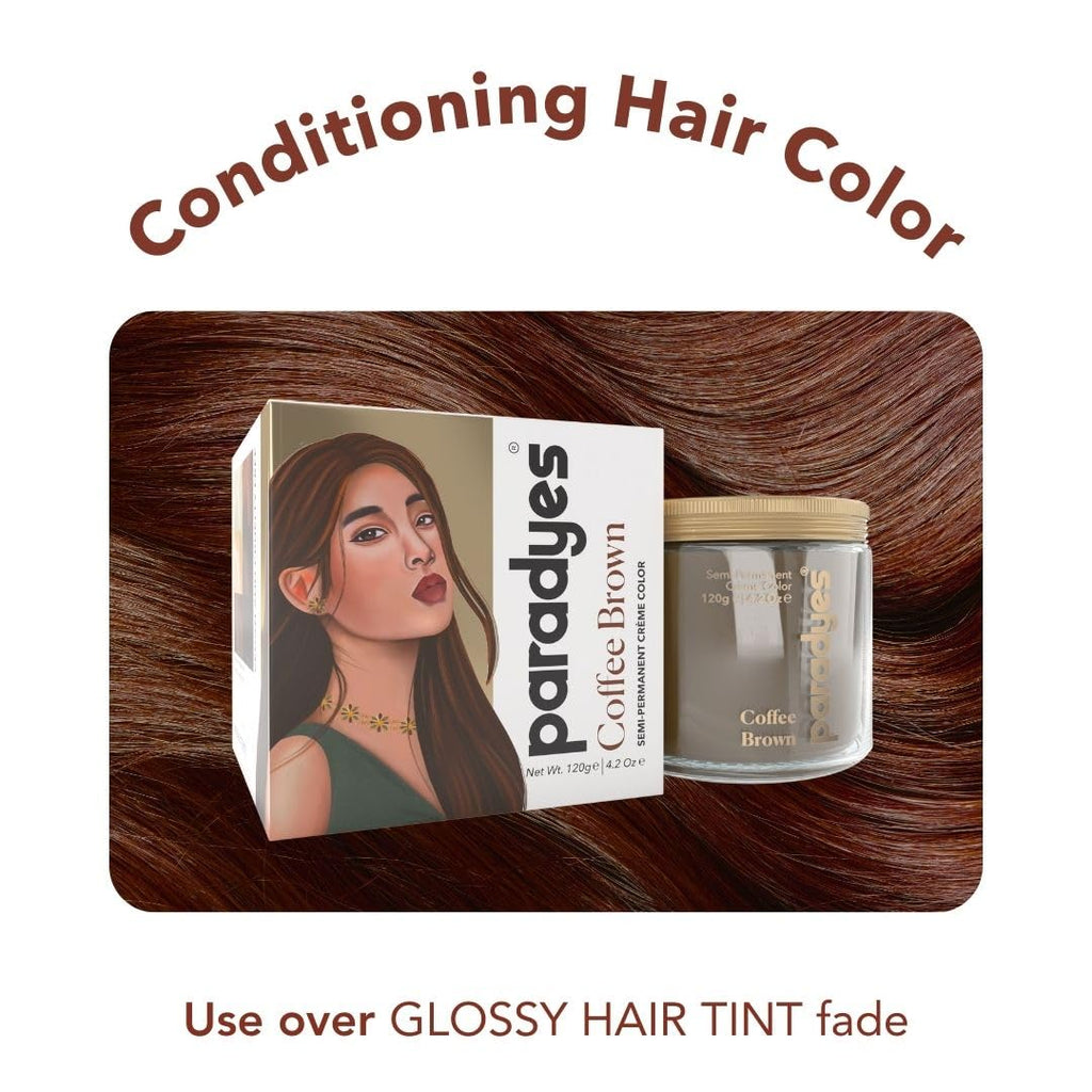 Paradyes Coffee Brown Semi Permanent Conditioner Based Hair Color Dye, Vegan and