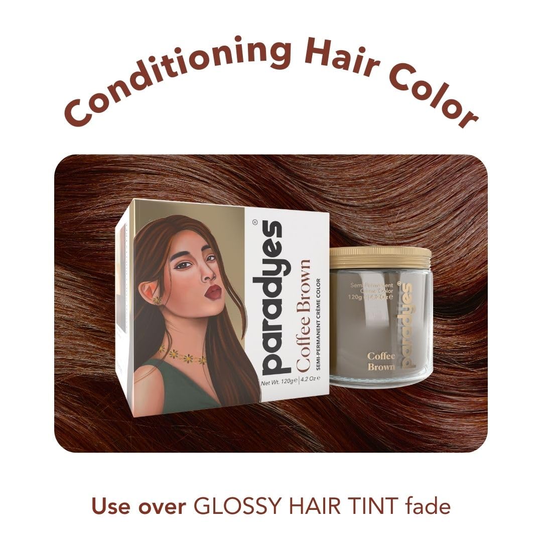 Paradyes Coffee Brown Semi Permanent Conditioner Based Hair Color Dye, Vegan and