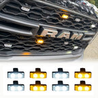 NAAMOTOMOX 2-LED Emergency Warning Grille Flash Strobe Lights Bar with Clips + Control Box Kit (Amber White, 8 pcs)