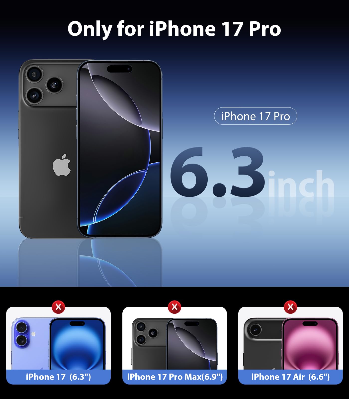 Mkeke Clear iPhone 17 Pro Case Shockproof Military Grade Drop Protection 6.3