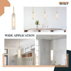 BOKT Gold Pendant Light Milk Glass Cylinder Hanging Lamp Brass Kitchen Island