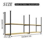 47.2" Industrial Ceiling Hanging Shelf 2 Layer Wine Rack Kitchen Wood Mount