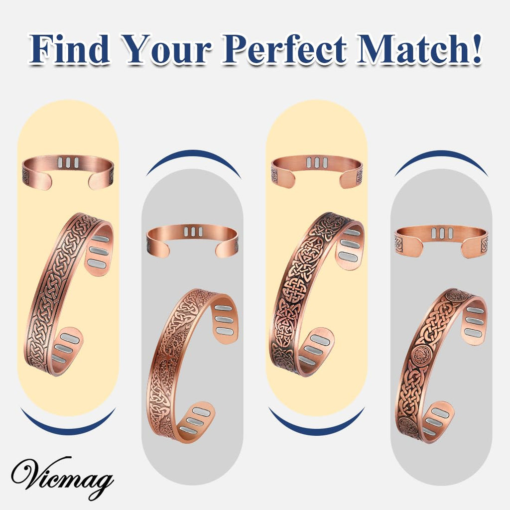 Vicmag Copper Bracelet for Men 9X Strength Magnetic Bracelet Men 99% Pure Copper