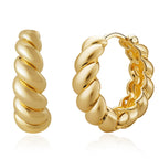 MEVECCO Gold Huggie Hoop Earring for Women 18K Gold Plated Dainty Cute Twist