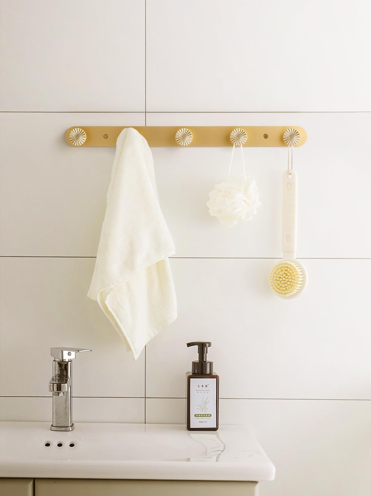JIASENBAO 1 Pack Coat Rack Wall Mounted Gold Brass Towel Hooks for Bathrooms
