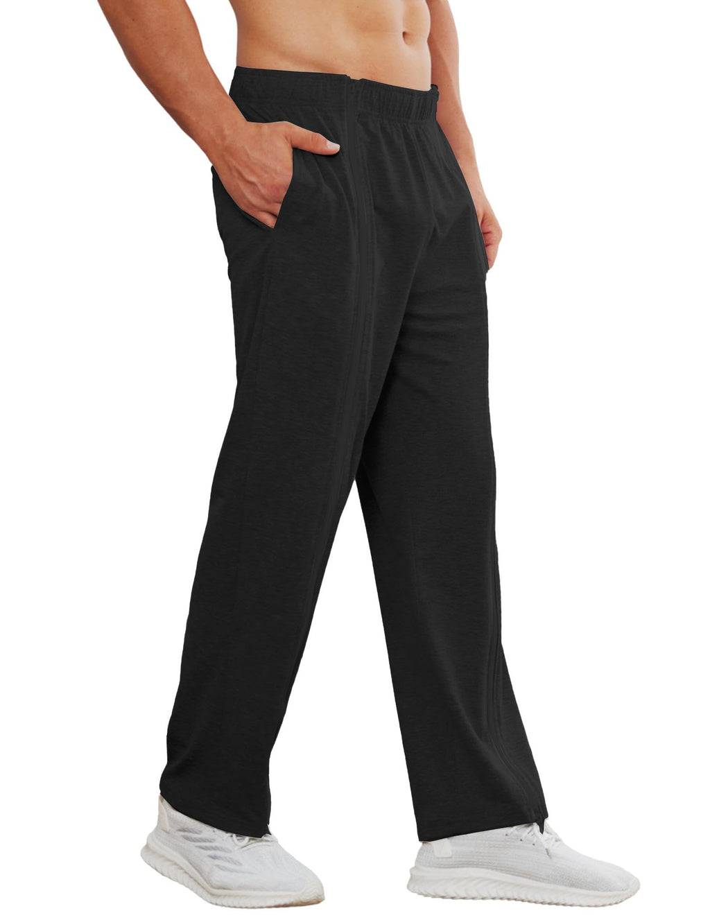 Deyeek Mens Tear Away Sweatpants Full Zipper Legs Open Bottom Post Surgery Pants