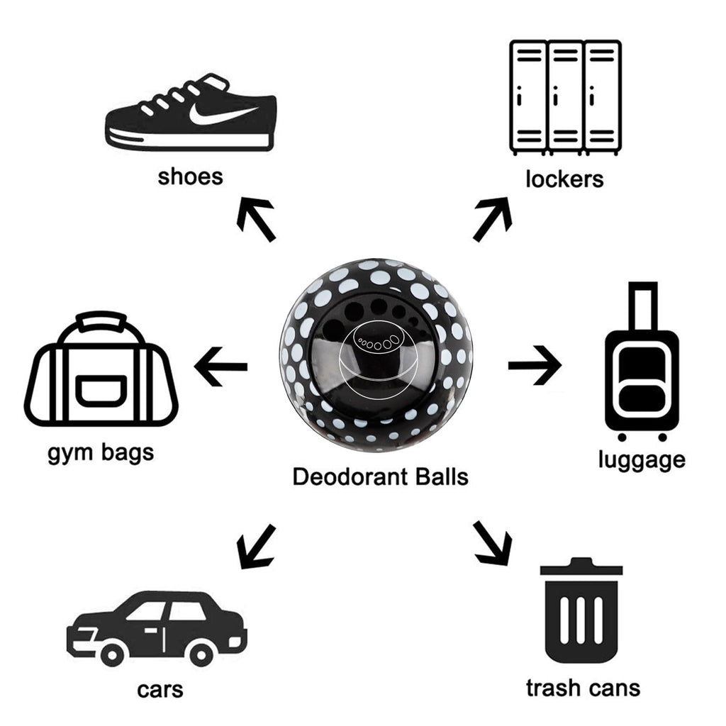 Knixmax Sneaker Deodorizer Shoe Freshener Balls, Odor Eaters for Shoes Boots Mules, Smell Eliminator Ball for Gym Gear Bags and Lockers, Fresh Linen Scent, Pack of 6, Black White