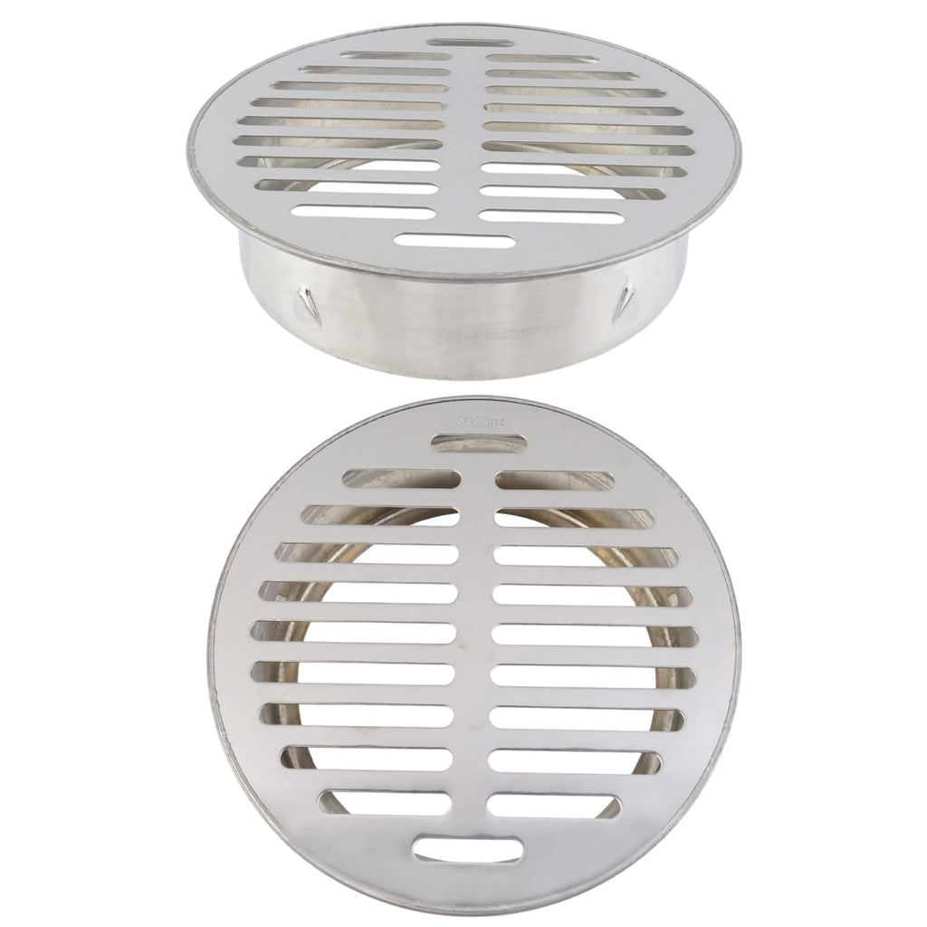 Dnyta 7in Floor Drain Cover, Stainless Steel Round Anti Blocking Round Grate