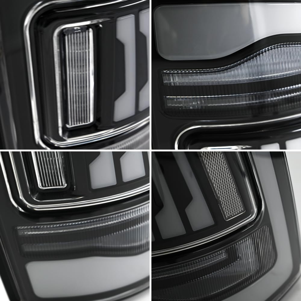 Tail Lights for 2009-2018 Ram 1500/2500/3500 & Classic with Startup Animation Sequential Turn Signal Optimize Upgrade Options (SMOKE-WHITE)