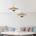 Fulesi Vintage Led Pendant Light Farmhouse Gold Metal Ceiling Lights Mid Century Modern Pendant Lighting Industrial Large Pendant Light for Kitchen Island Bedroom