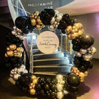 PTGOLUO Black Gold and Silver Balloon Arch Garland Kit 153pcs with Star, 22 18