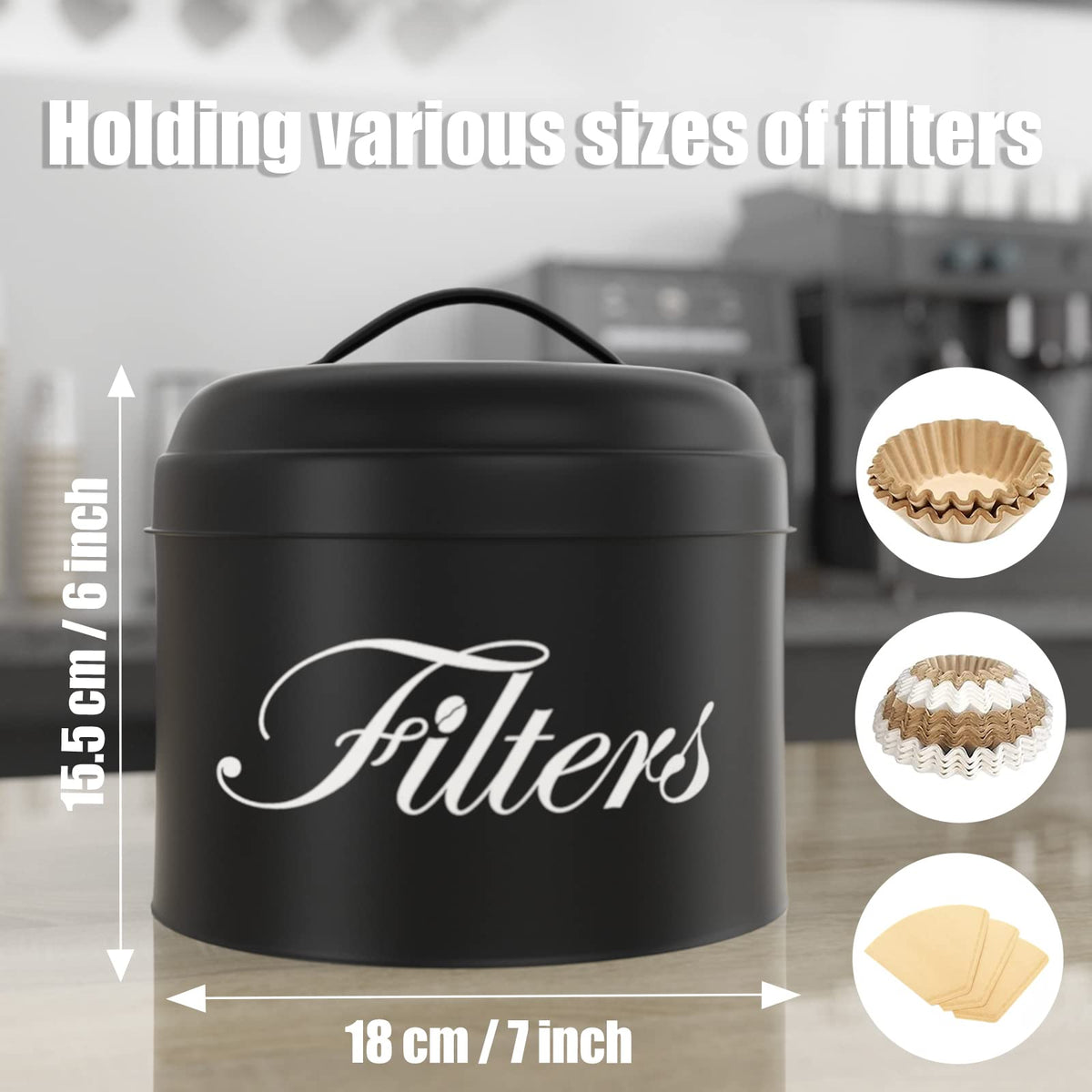 APOIMNA Coffee Filter Holder with Lid, Basket Storage Container for Counter,