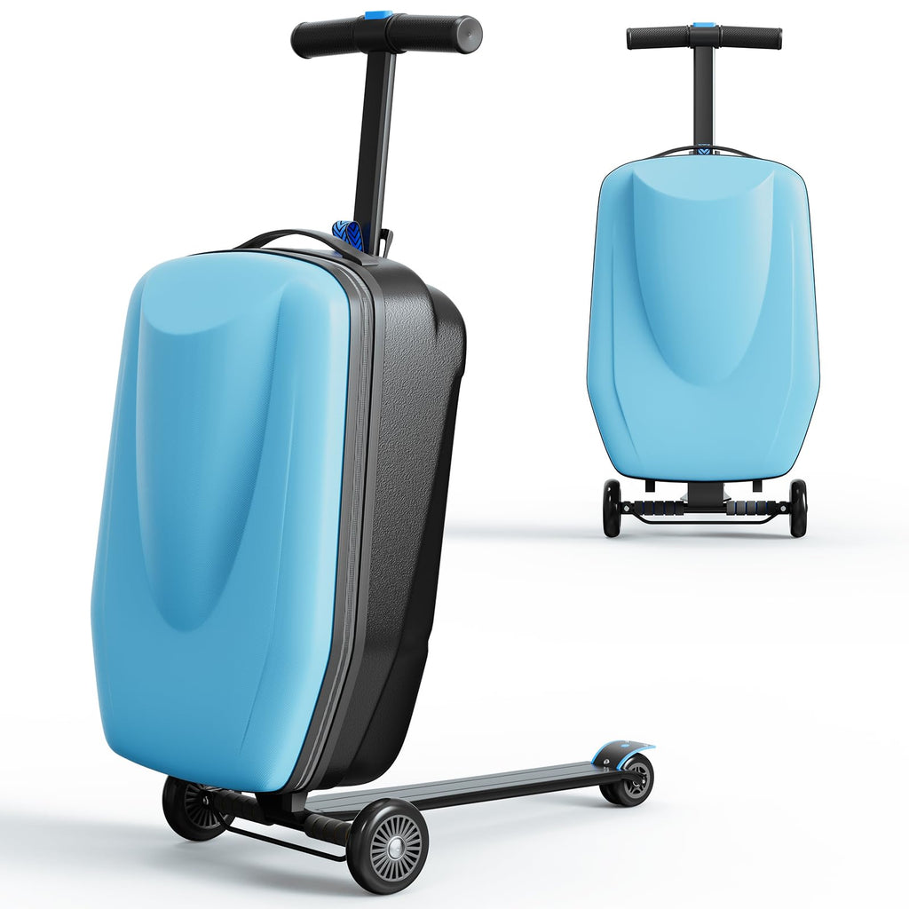TABU 21" Scooter Suitcase for Kid&Adult,Ride On Scooter Luggage,Light Blue