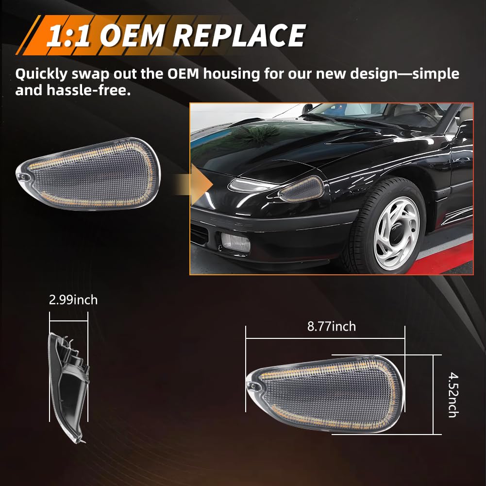 MOTRUM LED Front Turn Signal Marker Light Compatible with Dodge Stealth 1991