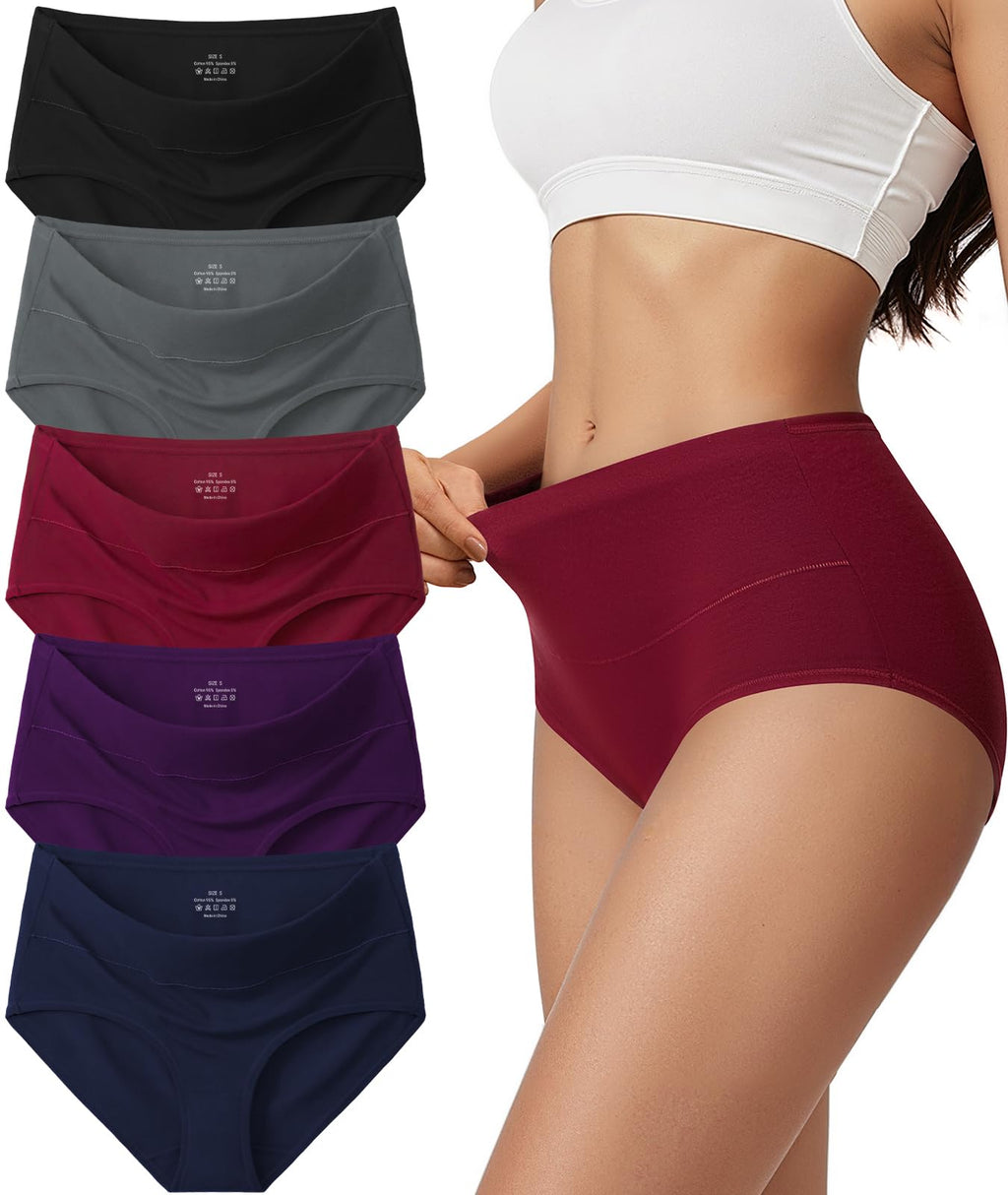 Vevmon Cotton Underwear for Women High Waisted Full Coverage Briefs Soft Ladies