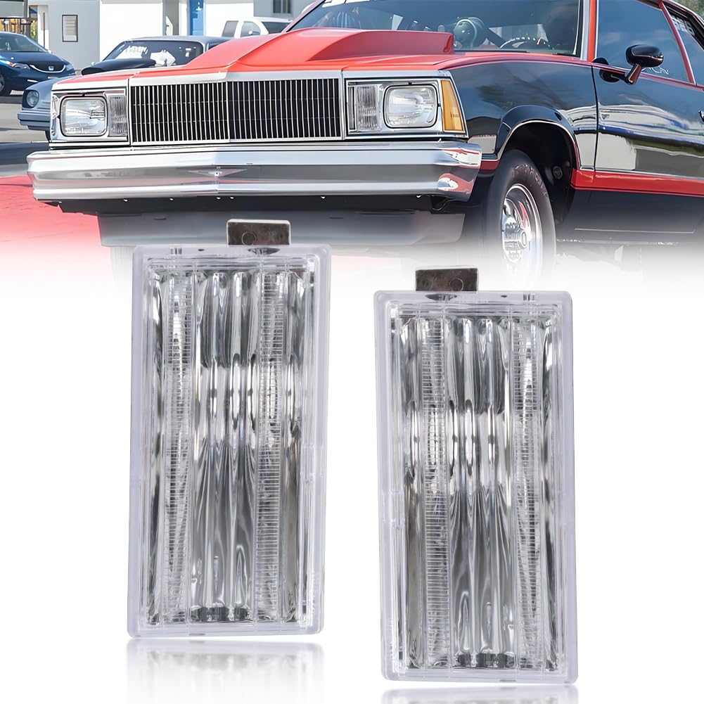 MOTRUM Front Parking Corner Side Marker Light Housing Compatible with GMC Caballero Malibu El Camino 1978-1979, [DOT] Turn Signal Marker Light Cover [No Bulbs], Clear Lens