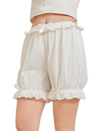 BEAUZSUZSANA Women Lolita Shorts Cotton Victorian Bloomers Pumpkin Lace
