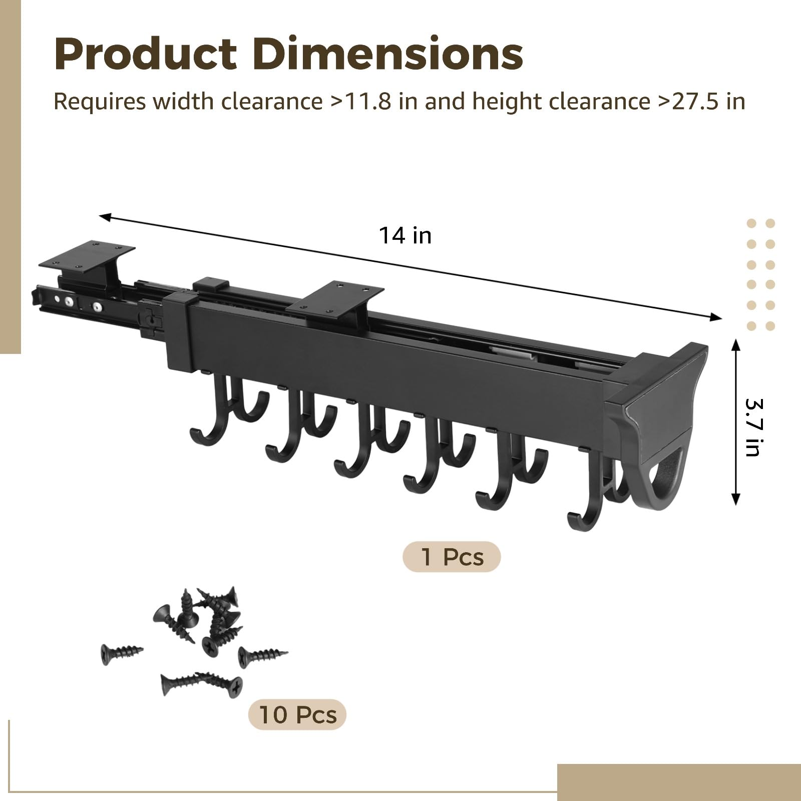 Homaisson Pull Out Pot Rack 12 Hook Sliding Under Cabinet Organizer Pots Pans