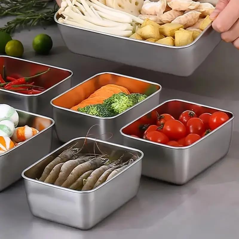 Souso 6pcs Stainless Steel Stacking Food Containers with Lids, Reusable Snack &