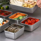 Souso 6pcs Stainless Steel Stacking Food Containers with Lids, Reusable Snack &
