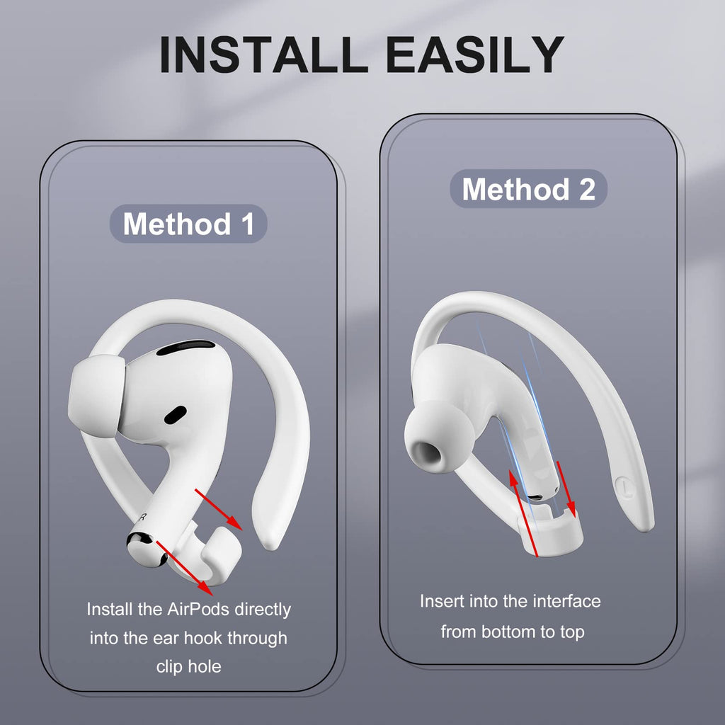ICARERSPACE 2 Pairs AirPods Ear Hooks for AirPods Pro 2, Pro, 4, 3, 2 & 1 -