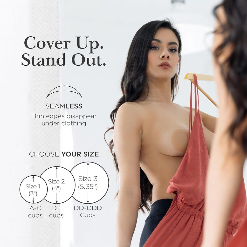 Nippies Nipple Covers for Women with Travel Case, Reusable Nipple Pasties with