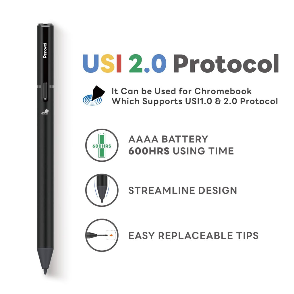 Penoval USI 2.0 Lite Stylus Pen for Some Chromebook Model, 4096 Levels Pressure